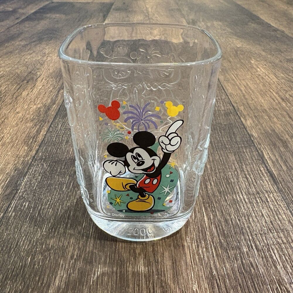 McDonalds 2000 Disney Mickey Mouse Glass Tumbler Millennium Celebration Cup
